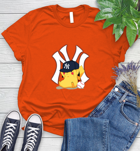 MLB Pikachu Baseball Sports New York Yankees Women's T-Shirt 4