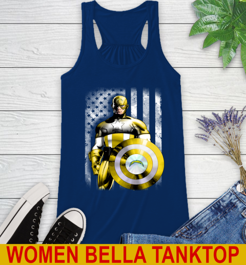 Los Angeles Chargers NFL Football Captain America Marvel Avengers American Flag Shirt Racerback Tank 7