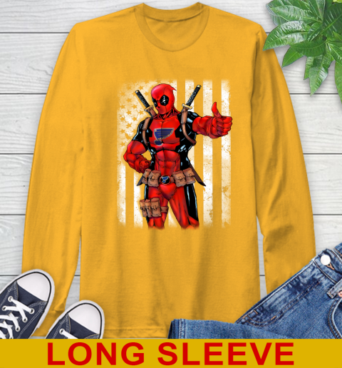 NHL Hockey St.Louis Blues Deadpool American Flag Shirt Long Sleeve T-Shirt 3 NHL Hockey St.Louis Blues Deadpool American Flag Shirt Long Sleeve T-Shirt - Image 3