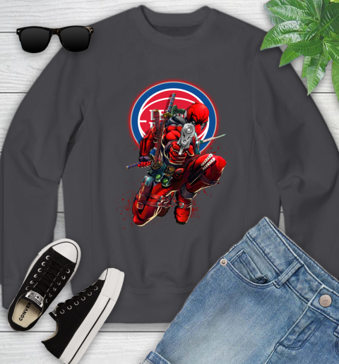 NBA Deadpool Marvel Comics Sports Basketball Detroit Pistons Youth Sweatshirt 6