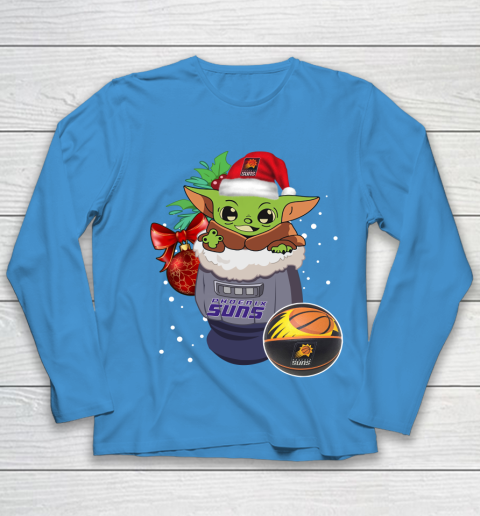 Phoenix Suns Christmas Baby Yoda Star Wars Funny Happy NBA Youth Long Sleeve 7