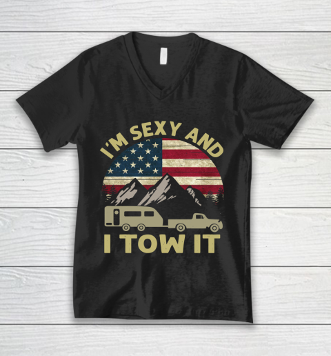 4th Of July I'm Sexy And I Tow It American Flag V-Neck T-Shirt