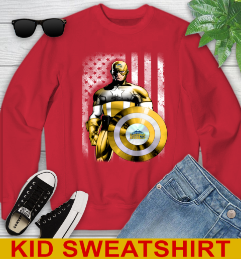 Denver Nuggets NBA Basketball Captain America Marvel Avengers American Flag Shirt Youth Sweatshirt 7