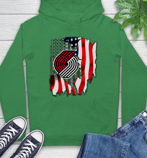 Portland Trail Blazers NBA Basketball American Flag Hoodie 8