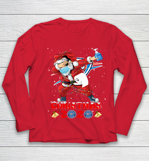 Oklahoma City Thunder Funny Santa Claus Dabbing Christmas 2020 NBA Youth Long Sleeve 8