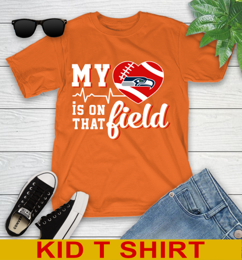 NFL My Heart Is On That Field Football Sports Seattle Seahawks Youth T-Shirt 8