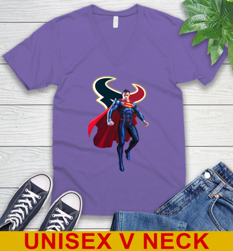 NFL Superman DC Sports Football Houston Texans V-Neck T-Shirt 9