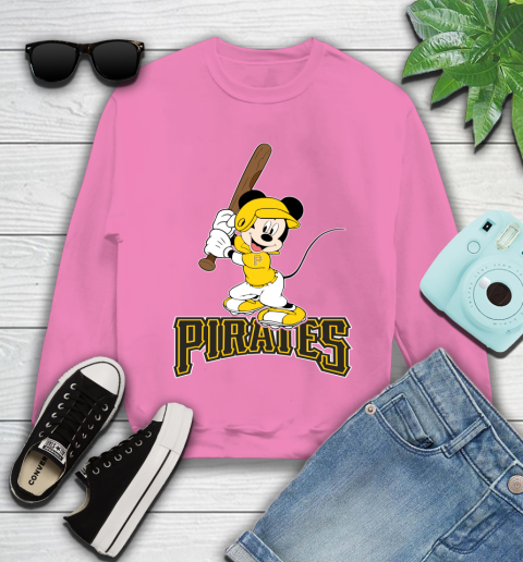 MLB Baseball Pittsburgh Pirates Cheerful Mickey Mouse Shirt Youth Sweatshirt 6