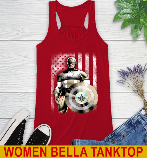 New Orleans Saints NFL Football Captain America Marvel Avengers American Flag Shirt Racerback Tank 4