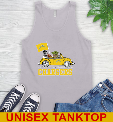 NFL Football Los Angeles Chargers Darth Vader Baby Yoda Driving Star Wars Shirt Tank Top 4