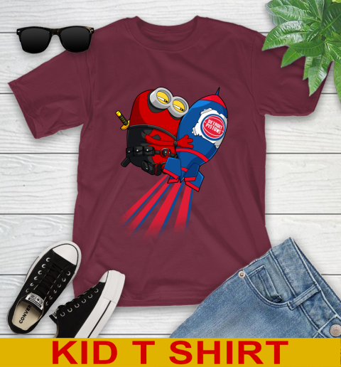 NBA Basketball Detroit Pistons Deadpool Minion Marvel Shirt Youth T-Shirt 6 NBA Basketball Detroit Pistons Deadpool Minion Marvel Shirt Youth T-Shirt - Image 6