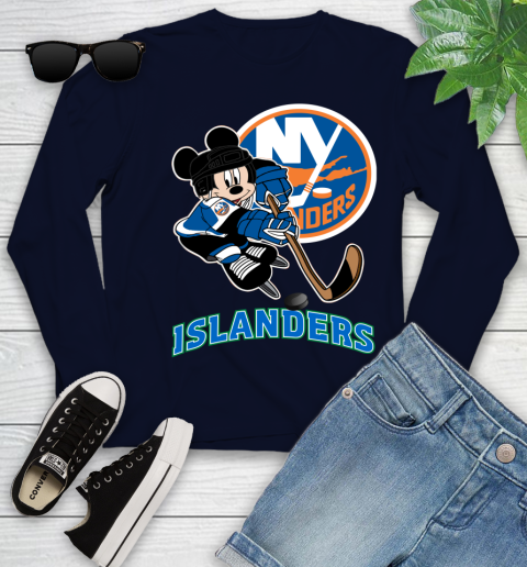 NHL New York Islanders Mickey Mouse Disney Hockey T Shirt Youth Long Sleeve 3