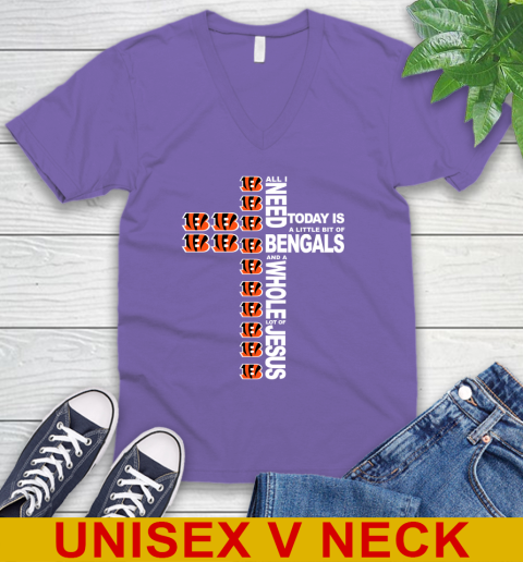 NFL All I Need Today Is A Little Bit Of Cincinnati Bengals Cross Shirt V-Neck T-Shirt 8