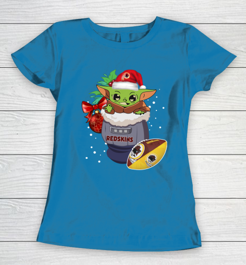 Washington Redskins Christmas Baby Yoda Star Wars Funny Happy NFL Women's T-Shirt 7