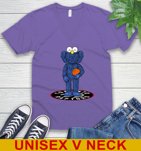 NBA Basketball Toronto Raptors Kaws Bff Blue Figure Shirt V-Neck T-Shirt 9