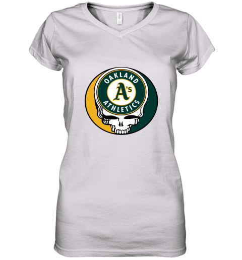 Oakland Athletics The Grateful Dead Baseball Mlb Mashup Women's V-Neck T-Shirt