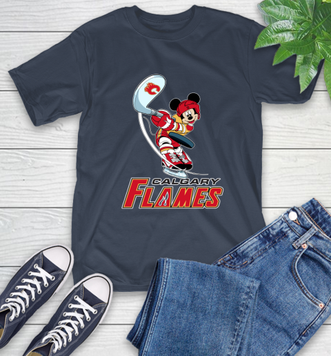 NHL Hockey Calgary Flames Cheerful Mickey Mouse Shirt T-Shirt - Image 5