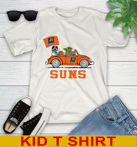 NBA Basketball Phoenix Suns Darth Vader Baby Yoda Driving Star Wars Shirt Youth T-Shirt