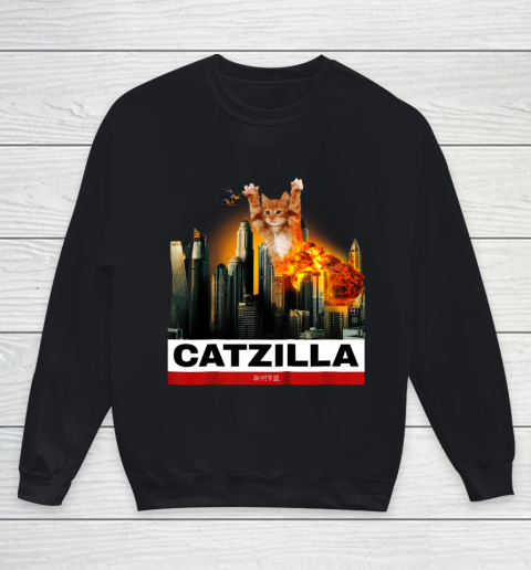 CATZILLA  Funny Kitty Tshirt for Cat lovers to Halloween Youth Sweatshirt