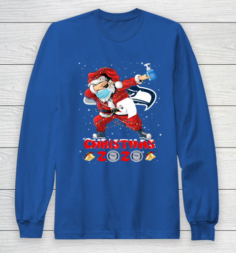Seattle Seahawks Funny Santa Claus Dabbing Christmas 2020 NFL Long Sleeve T-Shirt 6