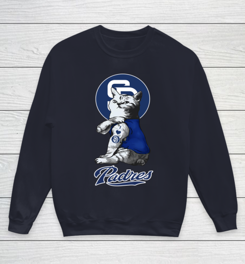 MLB Baseball My Cat Loves San Diego Padres Youth Sweatshirt 2