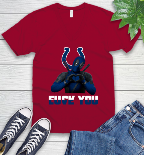 NHL Indianapolis Colts Deadpool Love You Fuck You Football Sports V-Neck T-Shirt 7