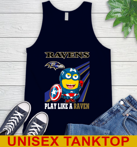 NFL Football Baltimore Ravens Captain America Marvel Avengers Minion Shirt Tank Top 2