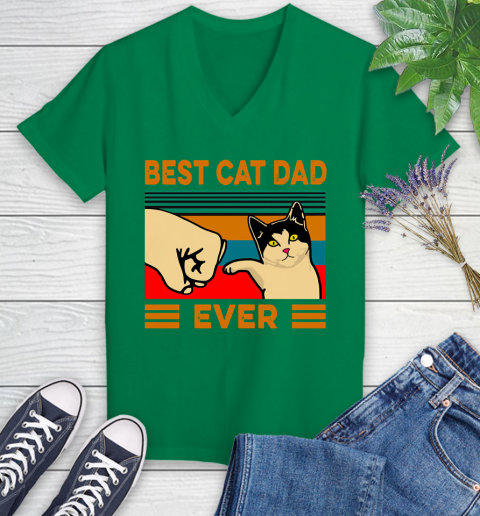 Father S Day Funny Gift Ideas Apparel Best Cat Dad Ever T Shirt Women S V Neck T Shirt Itees Global