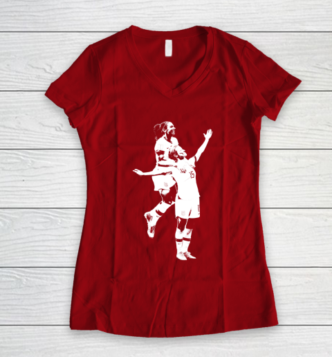 Megan Rapinoe and Alex Morgan Victory Pose  The White Stencil Women's V-Neck T-Shirt 8
