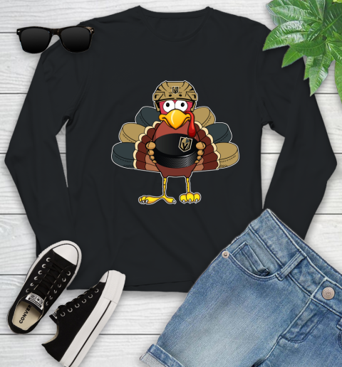 Vegas Golden Knights Turkey Thanksgiving Day Youth Long Sleeve 2