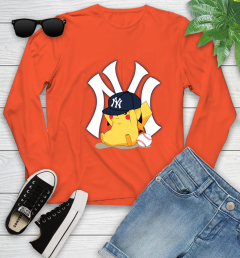 MLB Pikachu Baseball Sports New York Yankees Youth Long Sleeve 4