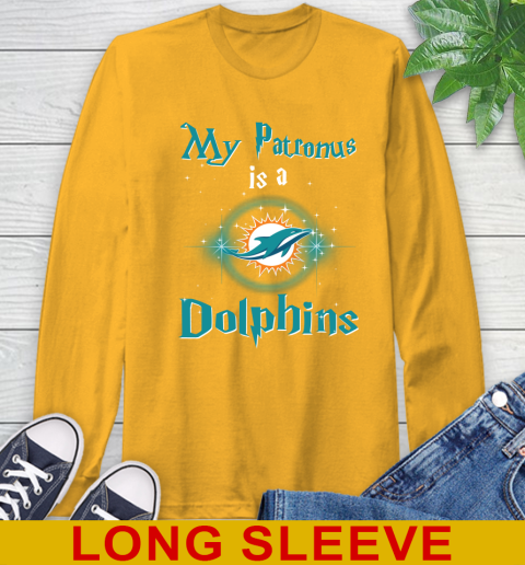 NFL Football Harry Potter My Patronus Is A Miami Dolphins Long Sleeve T-Shirt 2