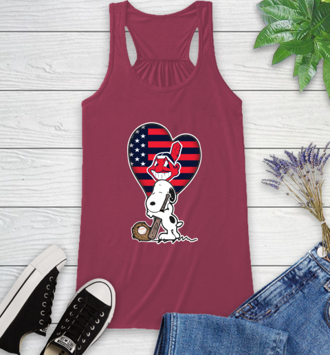 Cleveland Indians MLB Baseball The Peanuts Movie Adorable Snoopy Racerback Tank 8