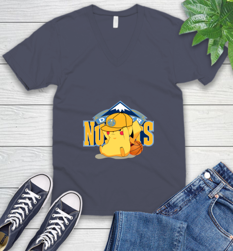 NBA Pikachu Basketball Sports Denver Nuggets V-Neck T-Shirt 8