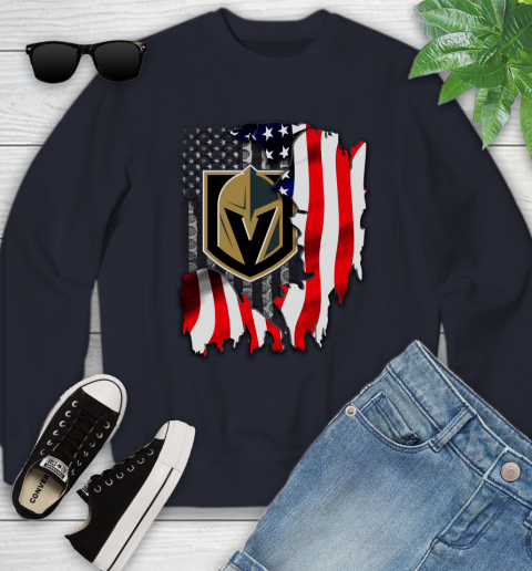 Vegas Golden Knights NHL Hockey American Flag Youth Sweatshirt 2
