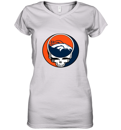 NFL Team Denver Broncos x Grateful Dead Logo Band Women's V-Neck T-Shirt