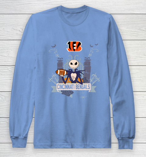 NFL Cincinnati Bengals Football Jack Skellington Halloween Long Sleeve T-Shirt 8