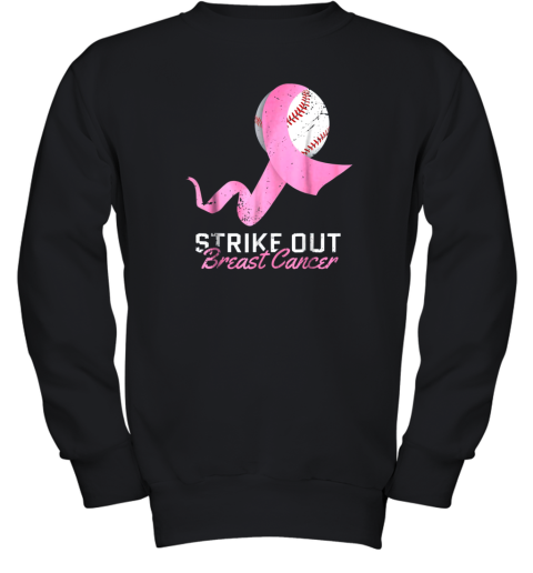 Strike Out Breast Cancer Shirt Pink Ribbon Youth Sweatshirt