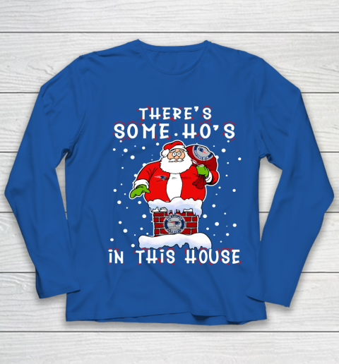 New England Patriots Christmas There Is Some Hos In This House Santa Stuck In The Chimney NFL Youth Long Sleeve 7