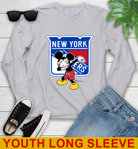 New York Rangers NHL Hockey Dabbing Mickey Disney Sports Youth Long Sleeve 6
