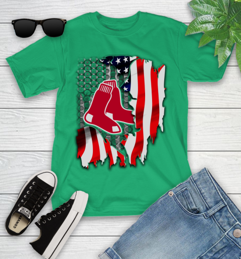 Boston Red Sox MLB Baseball American Flag Youth T-Shirt 8