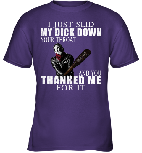 bwaw i just slid my dick down your throat the walking dead shirts youth t shirt 26 front purple