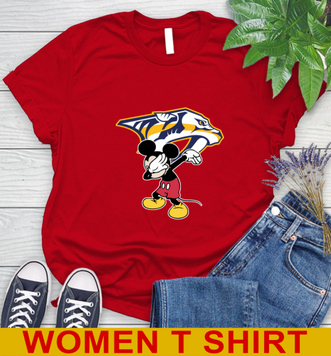 Nashville Predators NHL Hockey Dabbing Mickey Disney Sports Women's T-Shirt 10