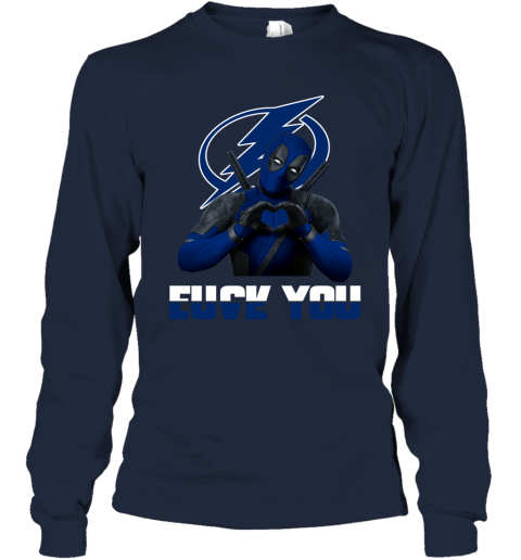 NHL Tampa Bay Lightning Deadpool Love You Fuck You Hockey Sports Wypyq9o86UE long sleeve tee 14 95 151514 front navy