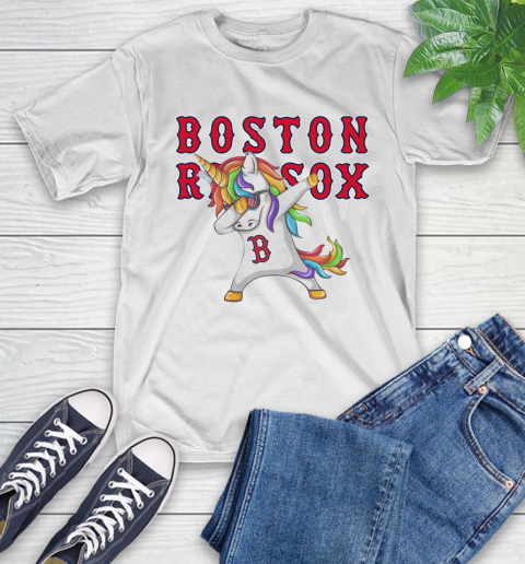 Boston Red Sox MLB Baseball Funny Unicorn Dabbing Sports T-Shirt