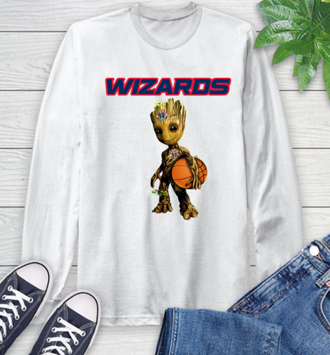Washington Wizards NBA Basketball Groot Marvel Guardians Of The Galaxy Long Sleeve T-Shirt