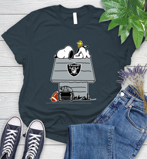 Oakland Raiders NFL Football Snoopy Woodstock The Peanuts Movie Women's T-Shirt 8
