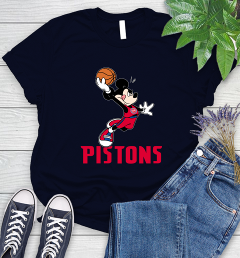 NBA Basketball Detroit Pistons Cheerful Mickey Mouse Shirt Women's T-Shirt 3