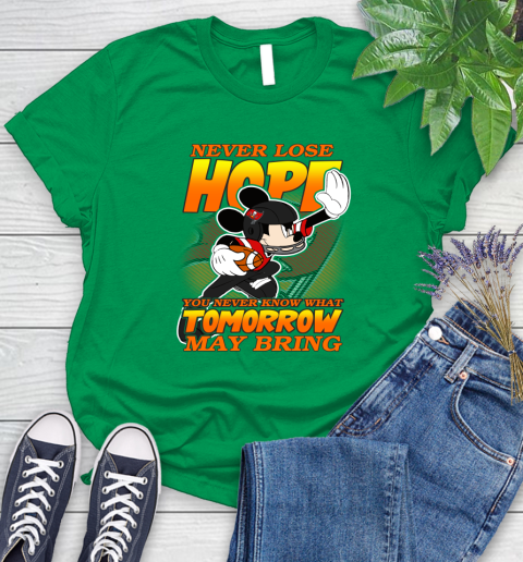 Tampa Bay Buccaneers NFL Football Mickey Disney Never Lose Hope Women's T-Shirt 9
