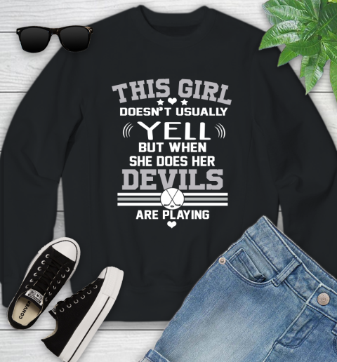 New Jersey Devils NHL Hockey I Yell When My Team Is Playing Youth Sweatshirt
